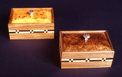 silver inlaid handle boxes